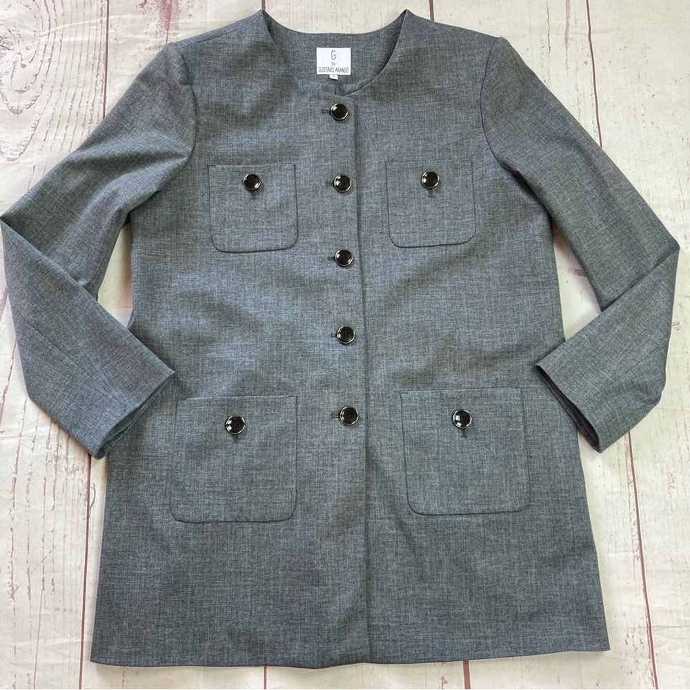G by Gustavo Arango Size 16 Pocketed Jacket Blazer Duster Button Stretch Career - Picture 2 of 9